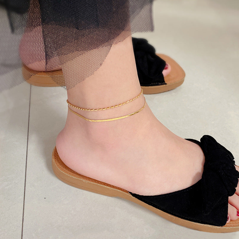 Layered Herringbone Anklet