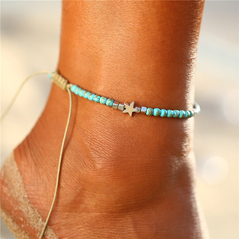 Turquoise Star Anklet