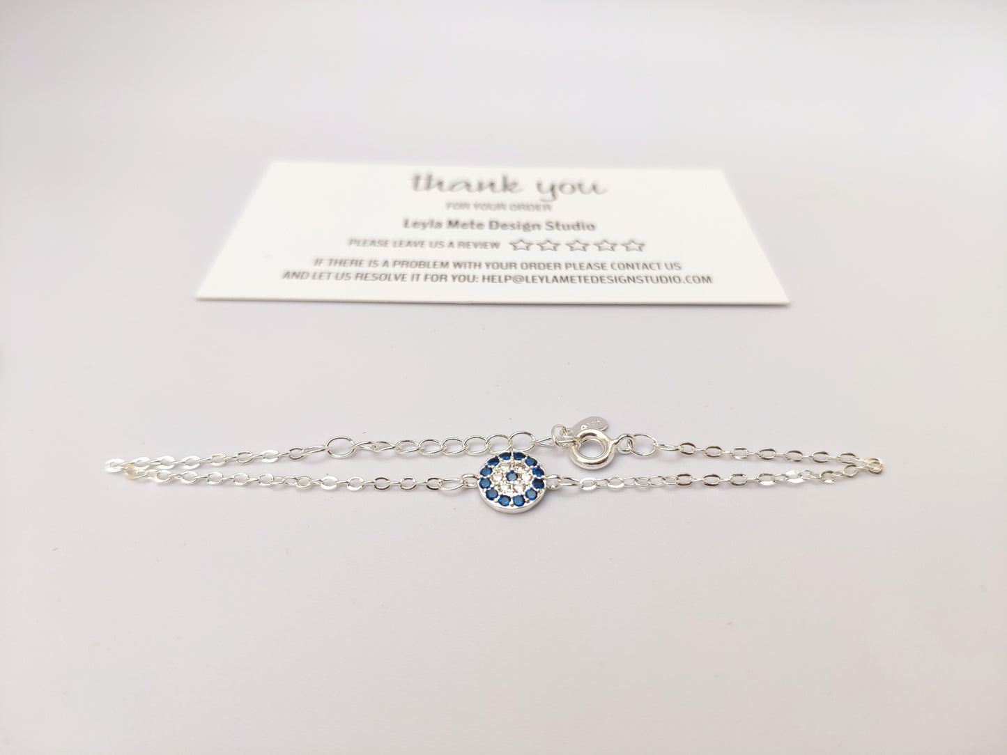 Dainty Diamond Evil Eye Bracelet