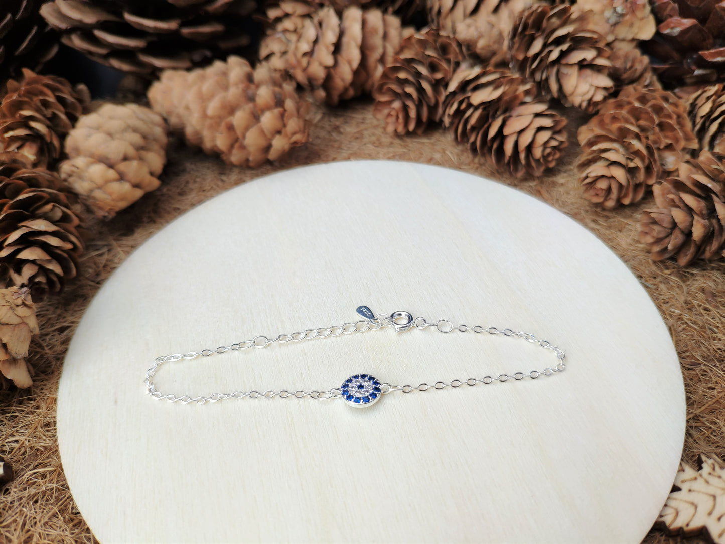 Dainty Diamond Evil Eye Bracelet