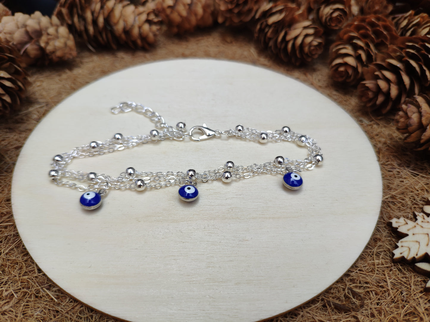 Layered Satellite Eye Anklet