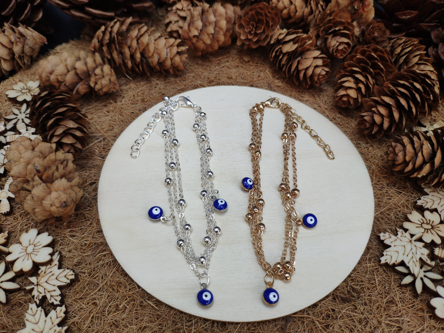 Layered Satellite Eye Anklet