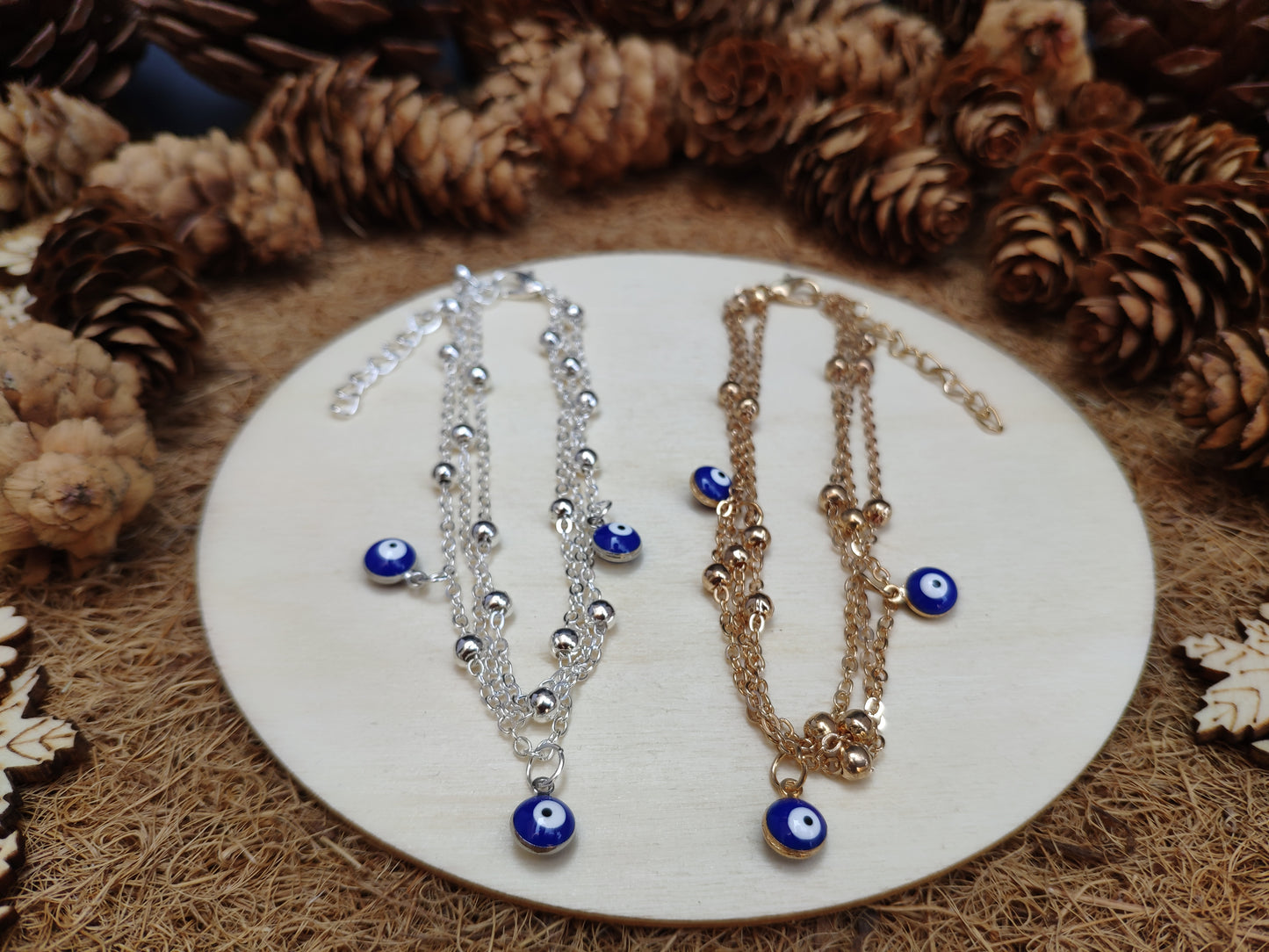 Layered Satellite Eye Anklet