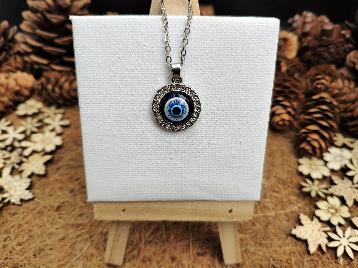 Large Evil Eye Diamond Necklace