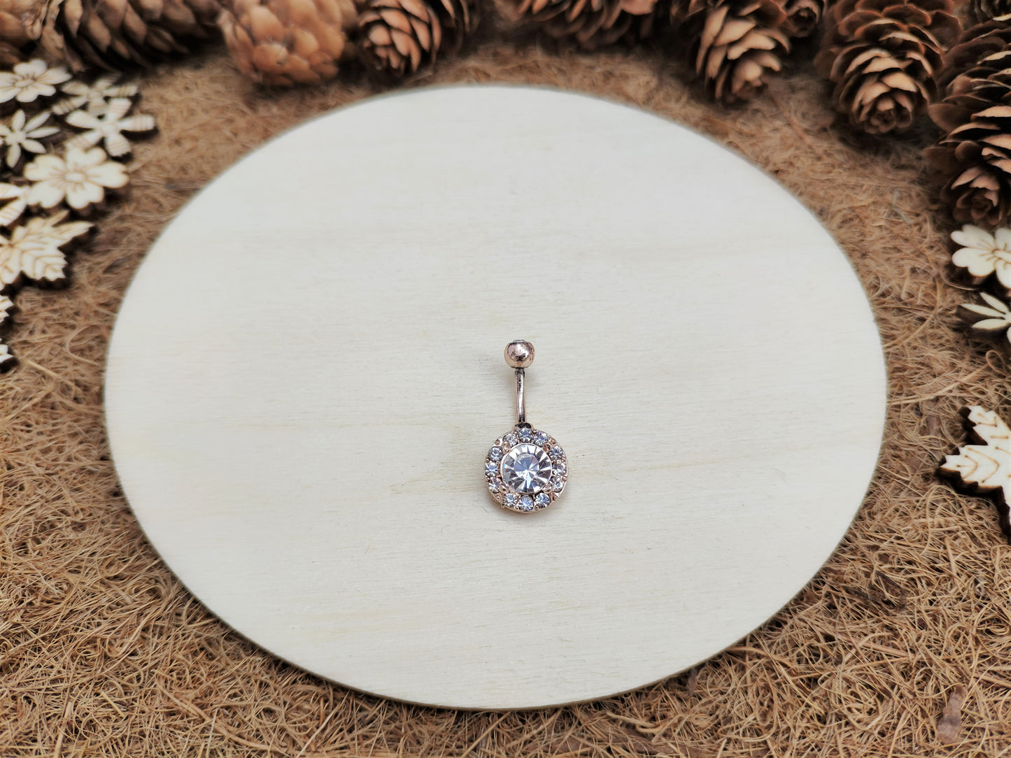 Round Diamond Belly Ring