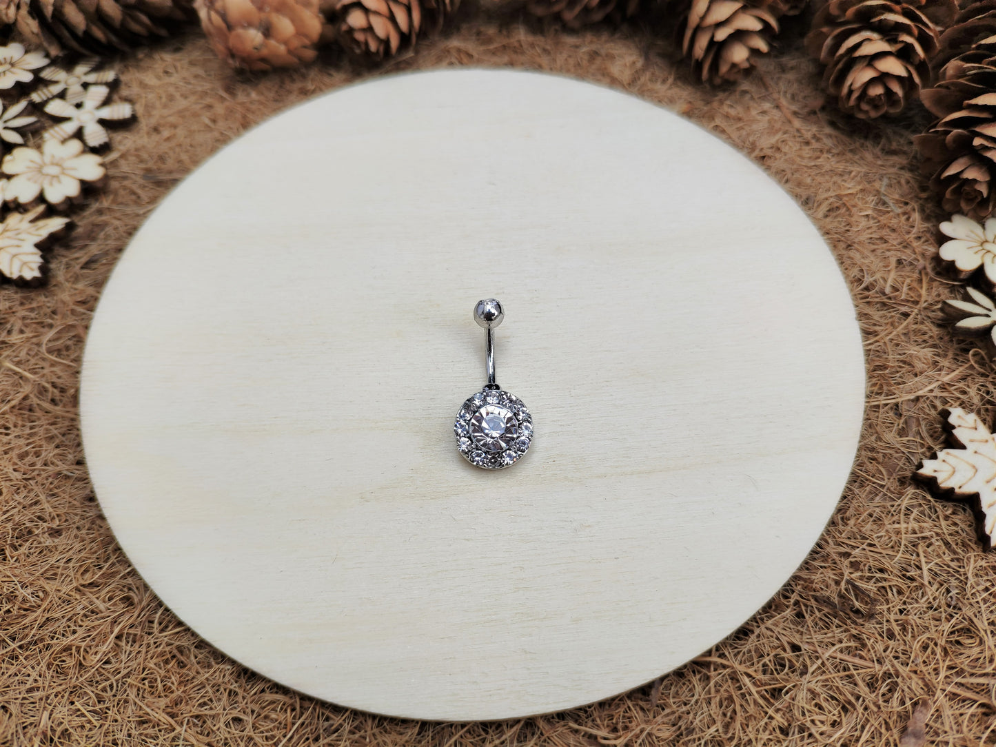 Round Diamond Belly Ring