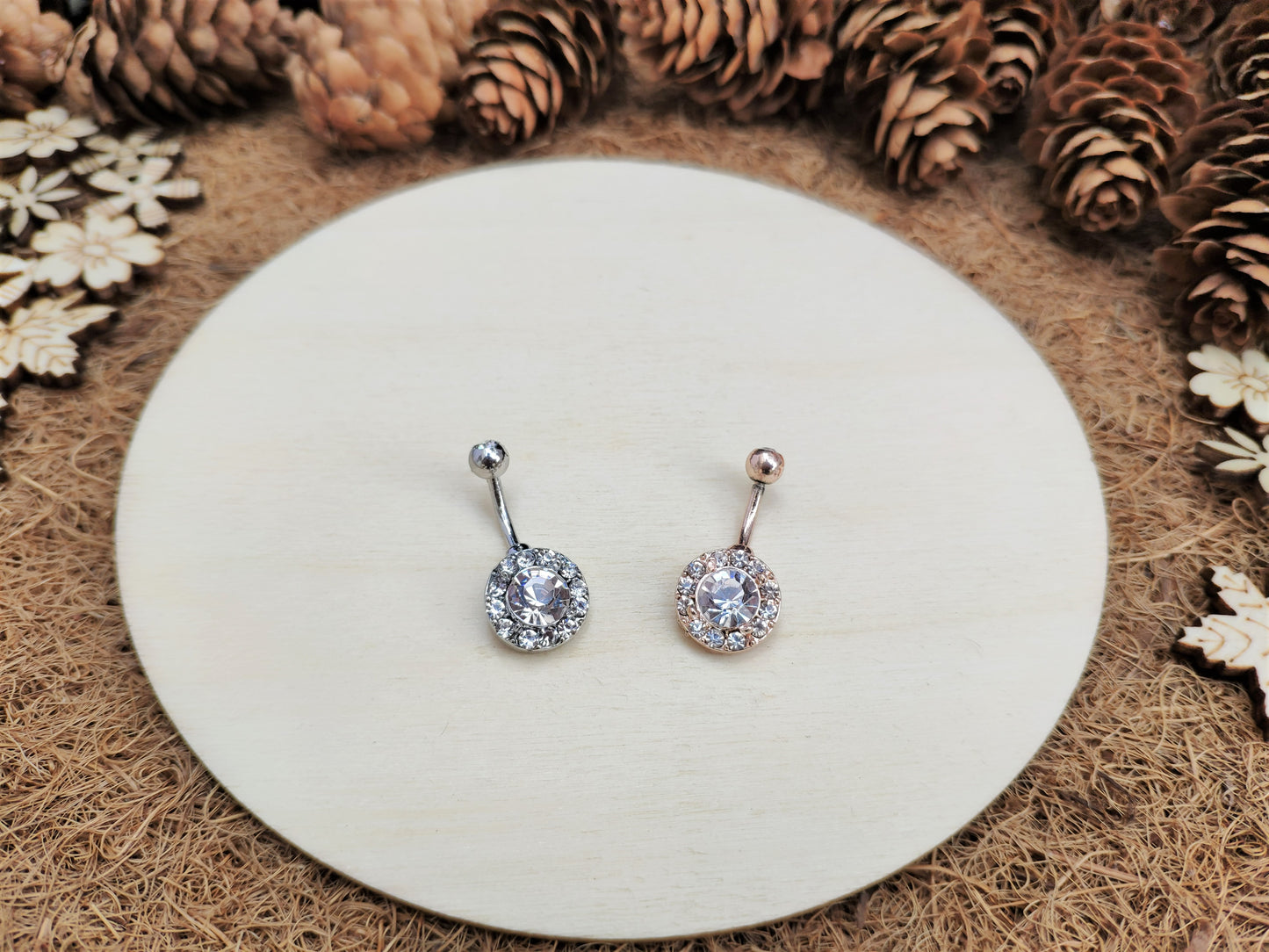 Round Diamond Belly Ring