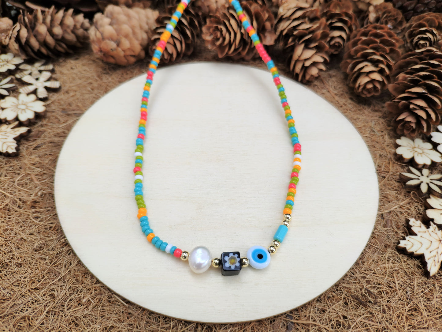 Evil Eye Pearl Choker