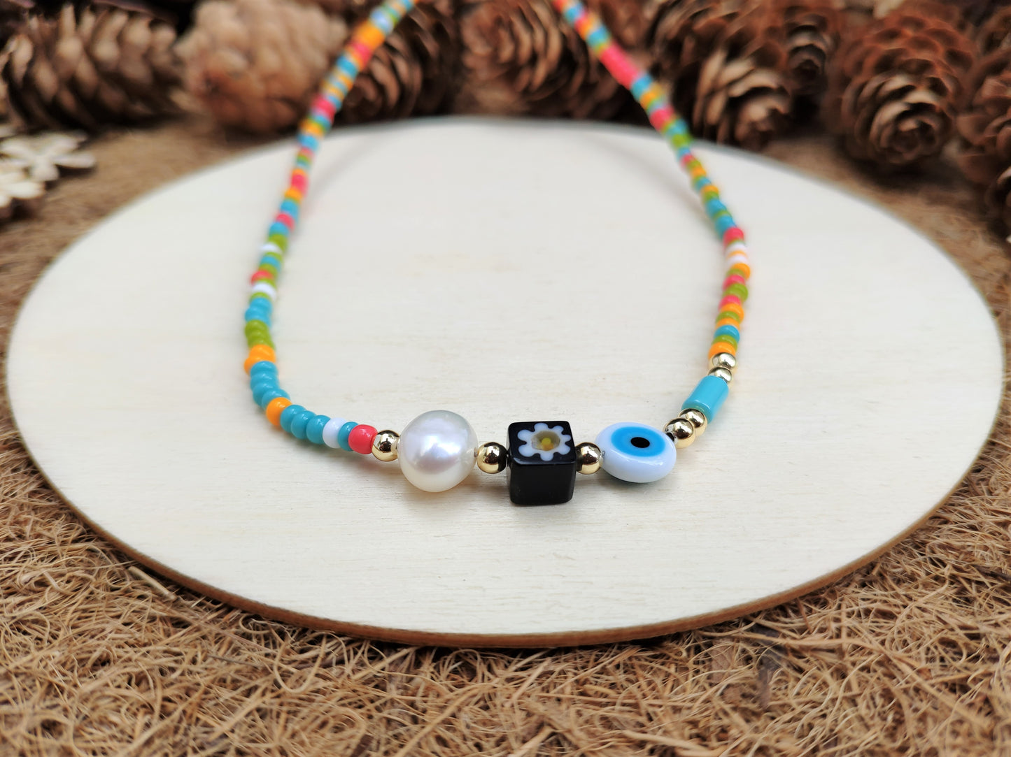 Evil Eye Pearl Choker