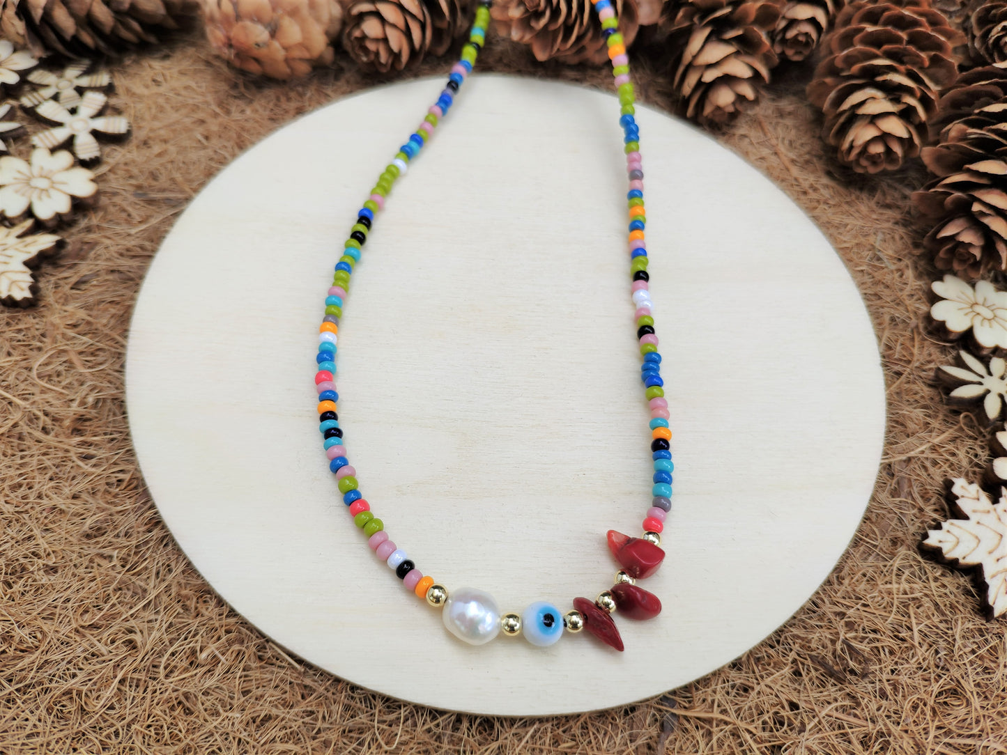 Evil Eye Pearl Choker