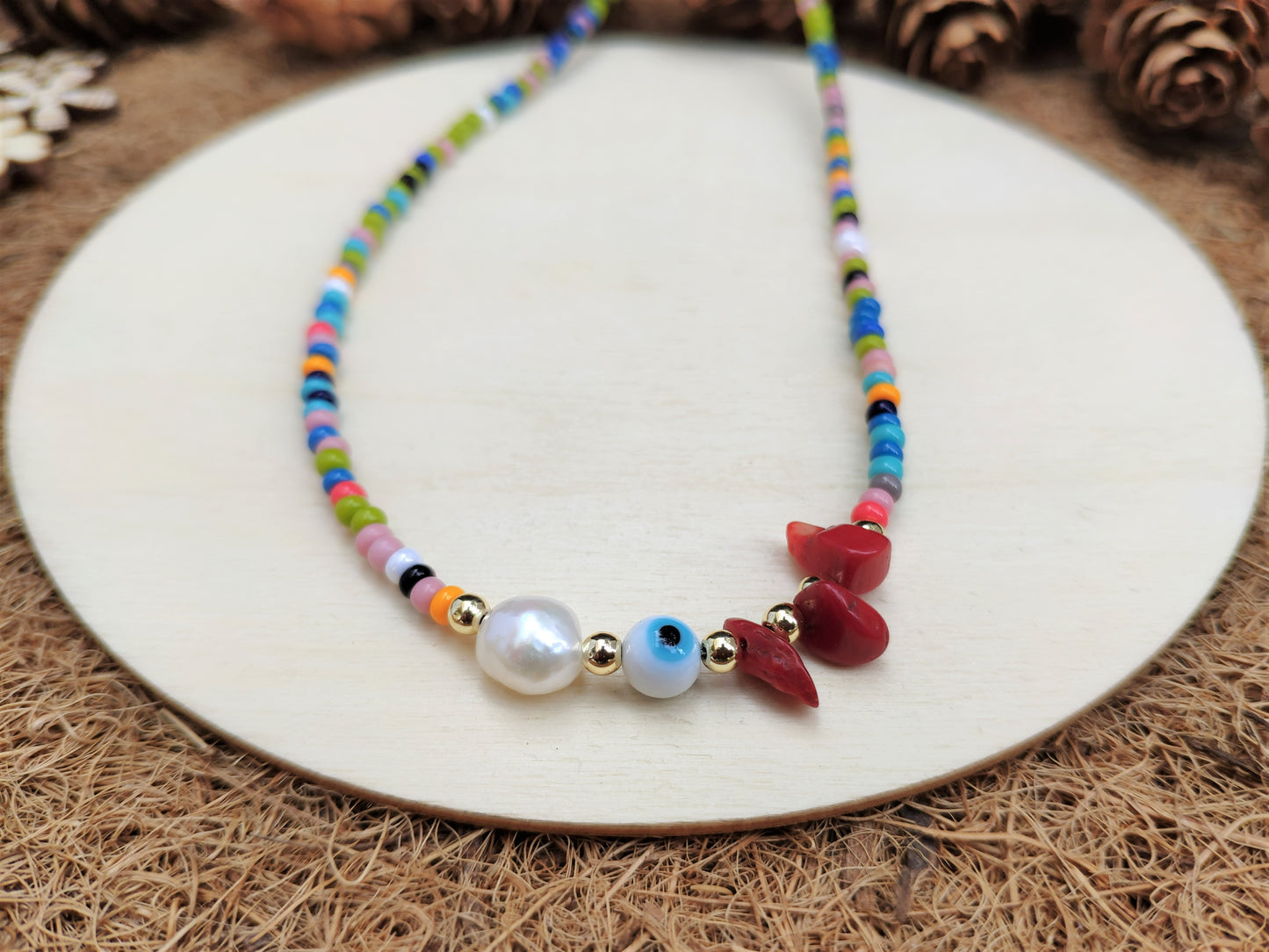 Evil Eye Pearl Choker