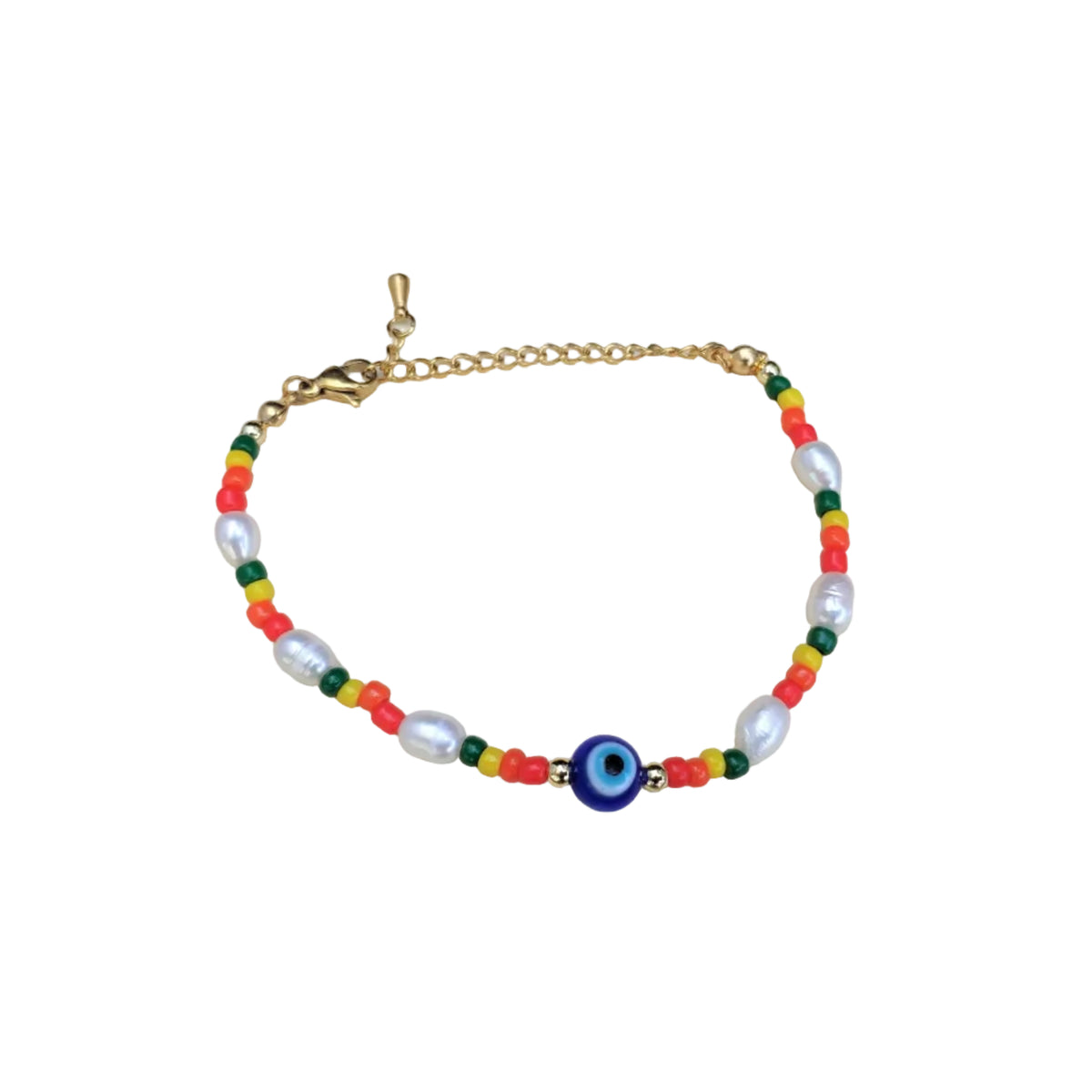 Boho Pearl Evil Eye Bracelet - Freshwater Pearls