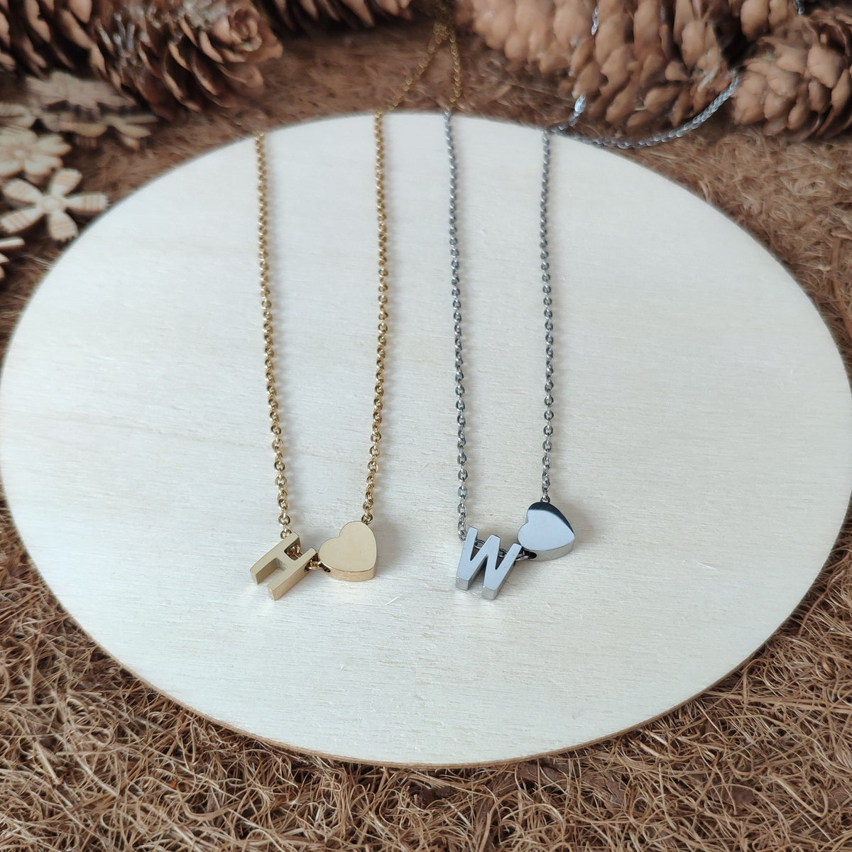 Collier Cœur Initial - Acier Inoxydable