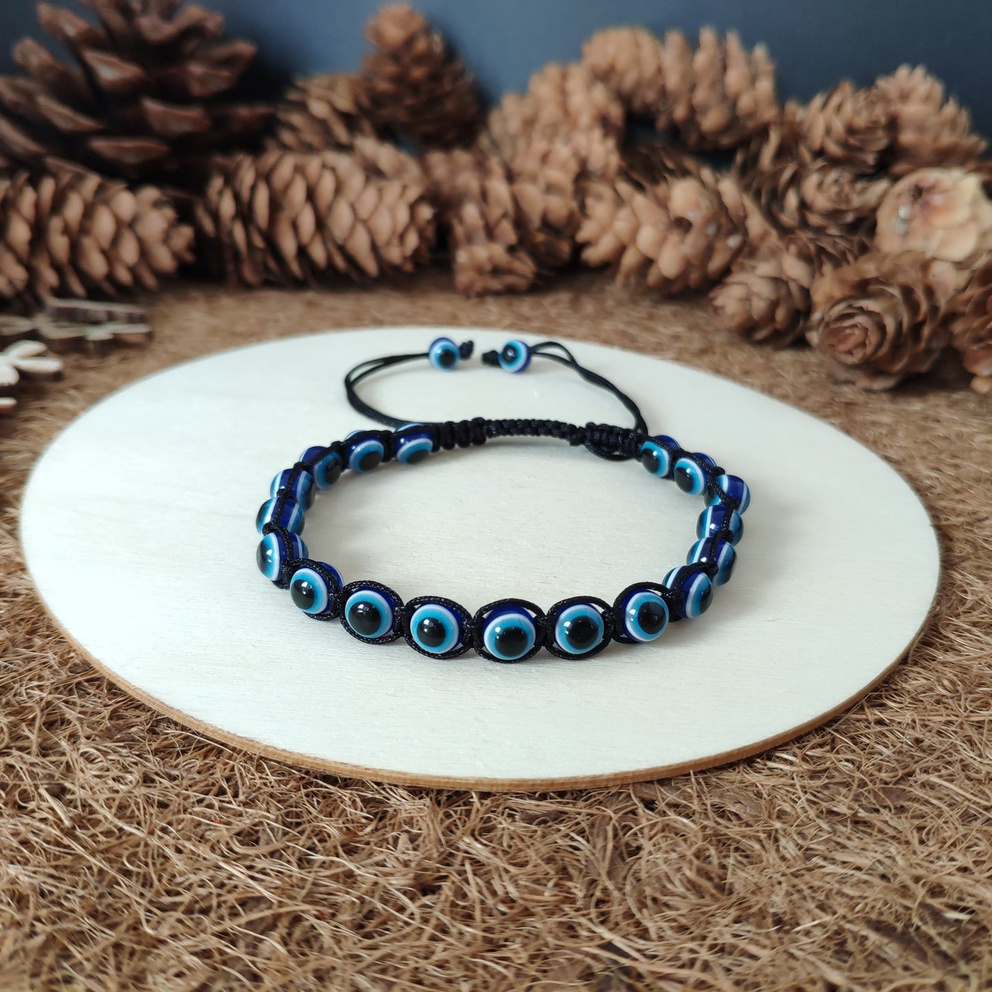 Men's Beaded Evil Eye Slider Bracelet