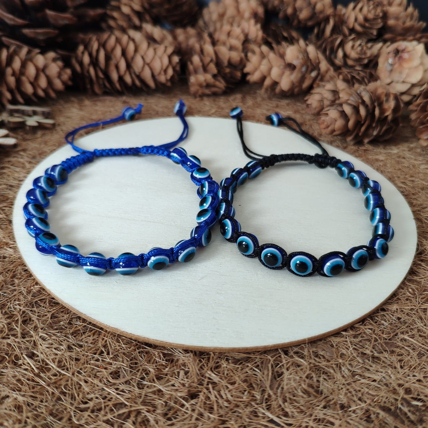Men's Beaded Evil Eye Slider Bracelet