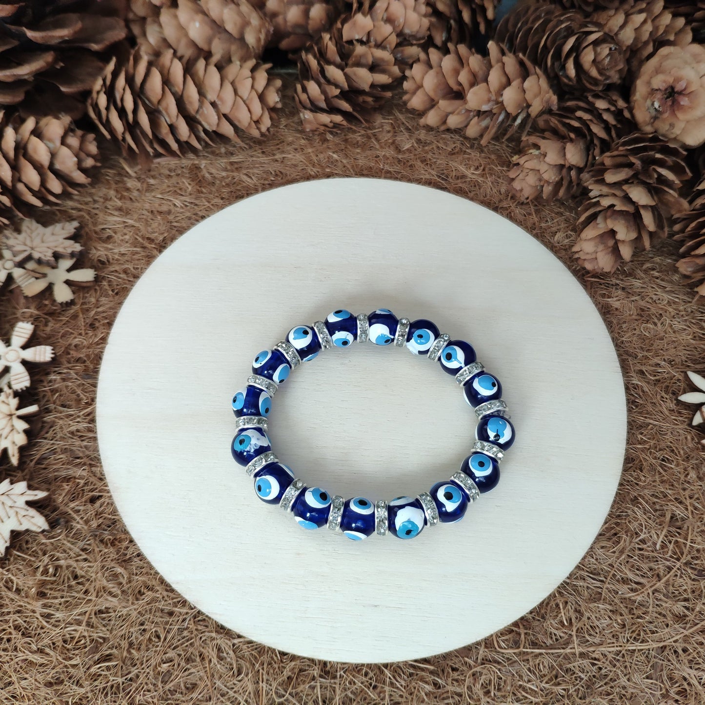 Glass Evil Eye Stretch Bracelet