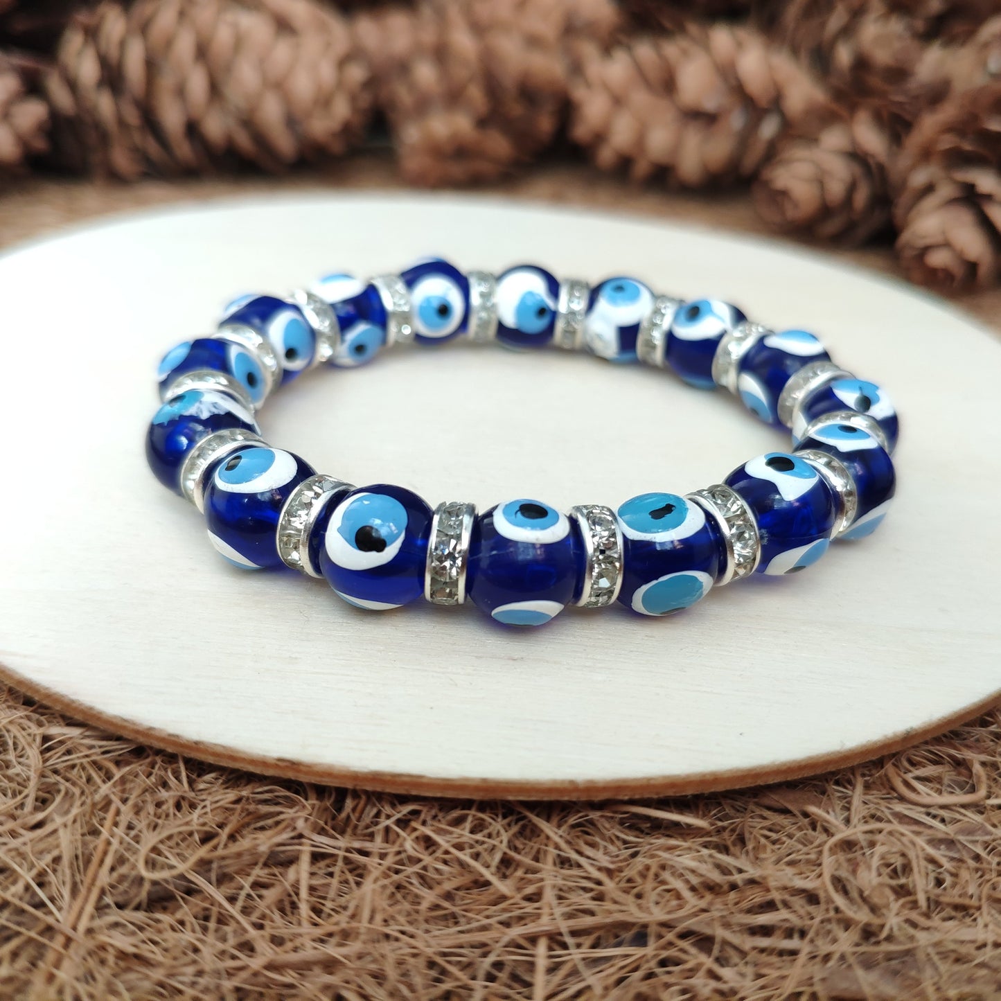 Glass Evil Eye Stretch Bracelet