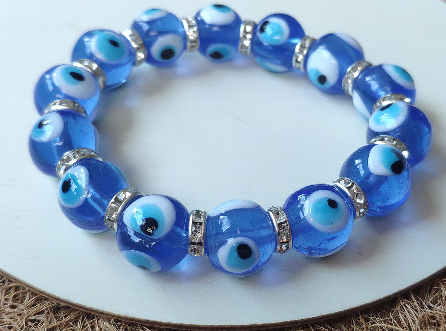 Glass Evil Eye Stretch Bracelet