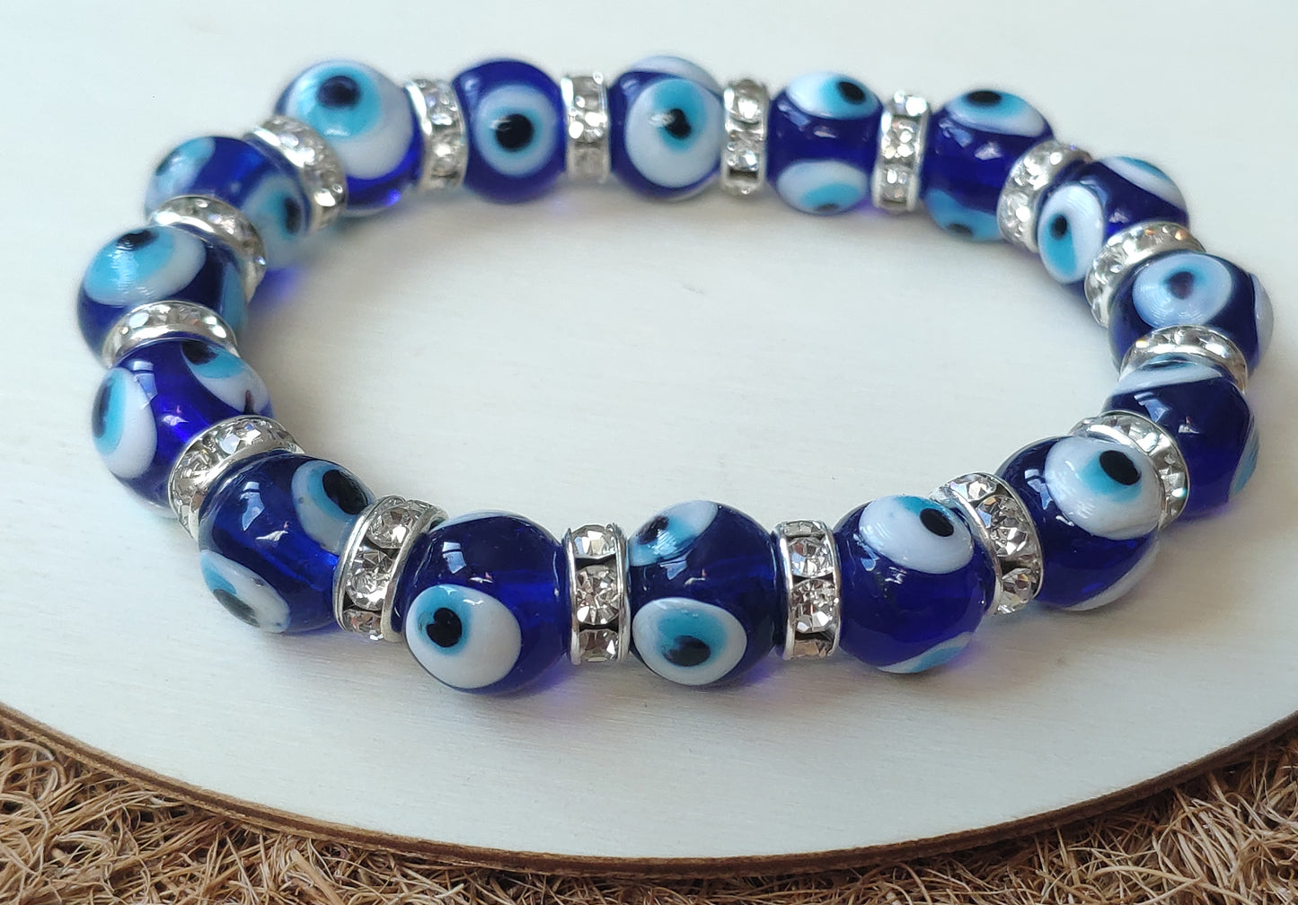 Glass Evil Eye Stretch Bracelet