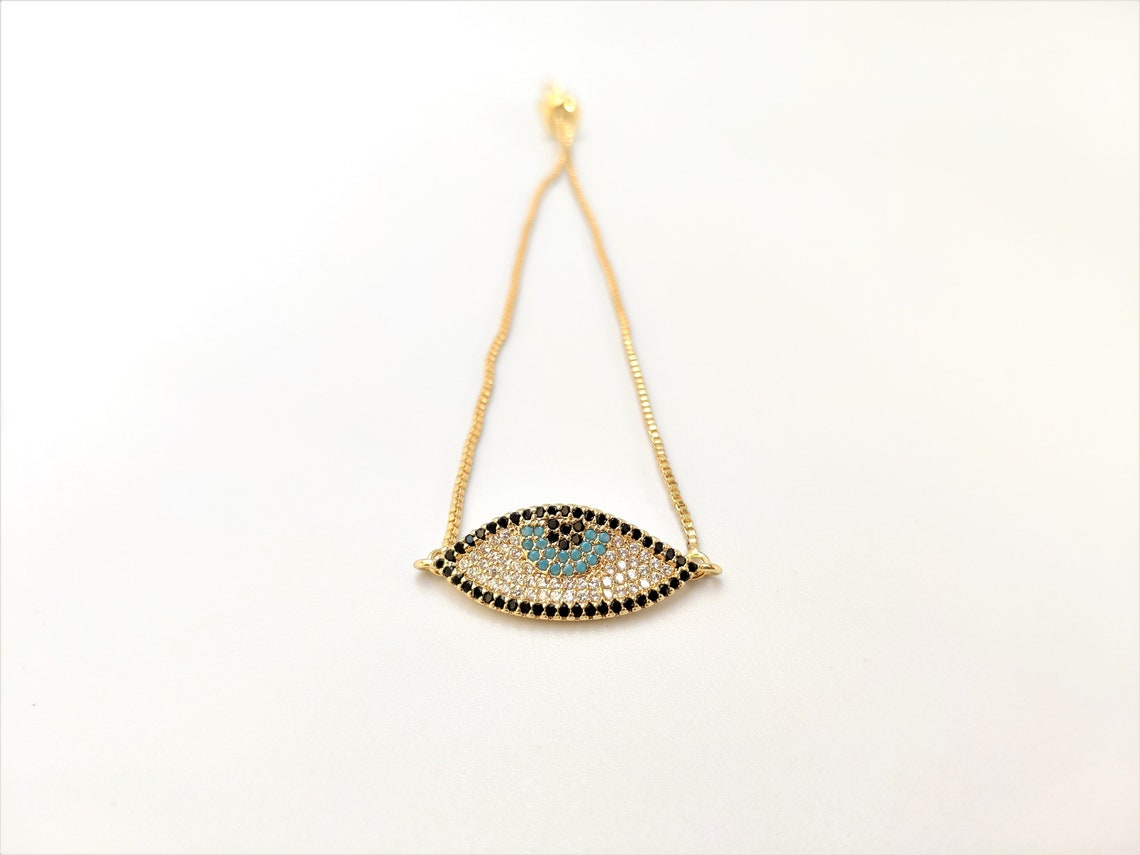 Oval Evil Eye Slider Bracelet