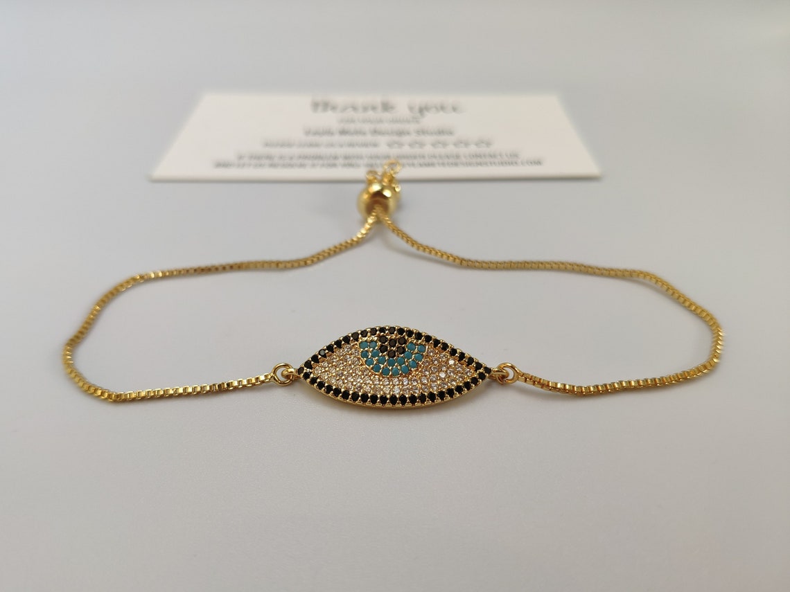 Oval Evil Eye Slider Bracelet