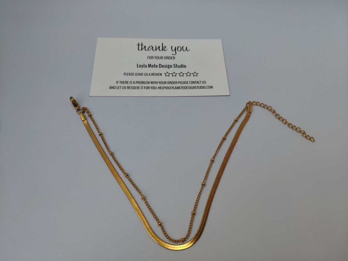 Herringbone and Satellite Anklet