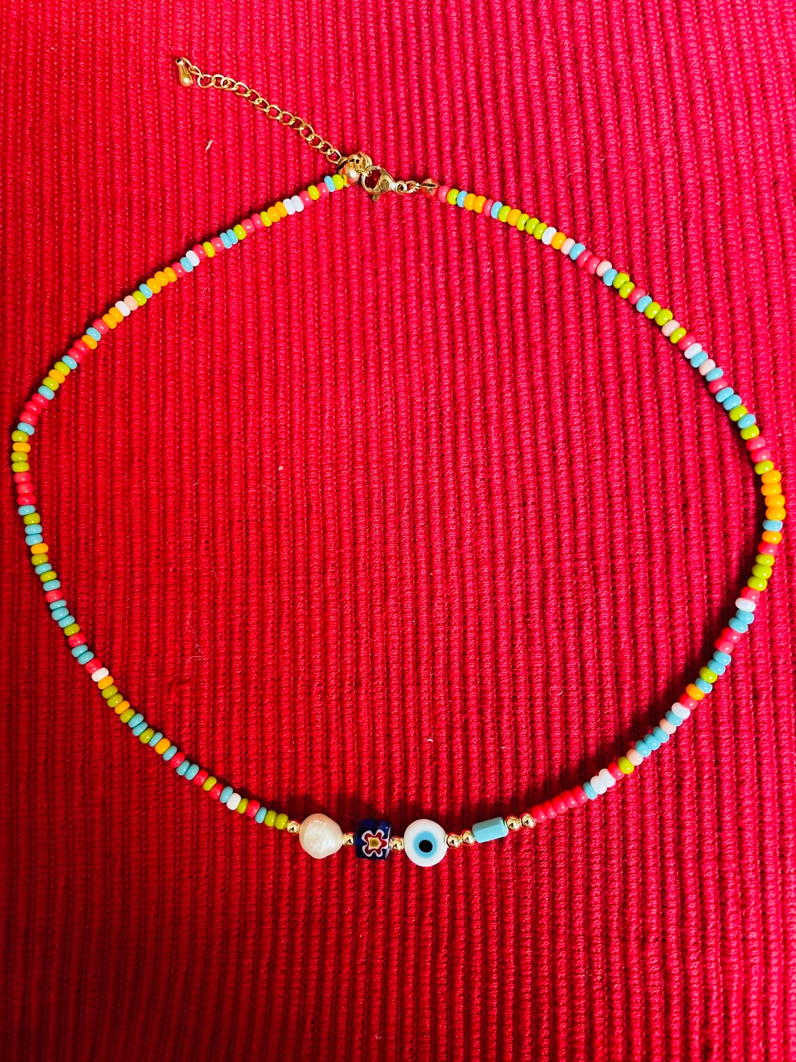 Evil Eye Pearl Choker