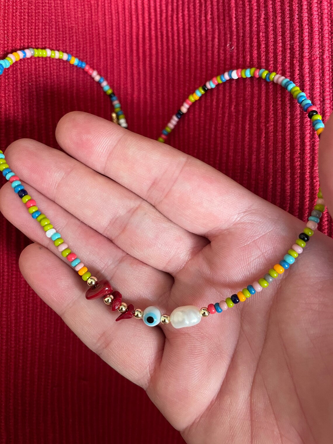 Evil Eye Pearl Choker