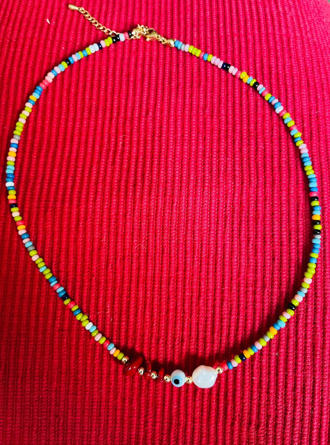 Evil Eye Pearl Choker