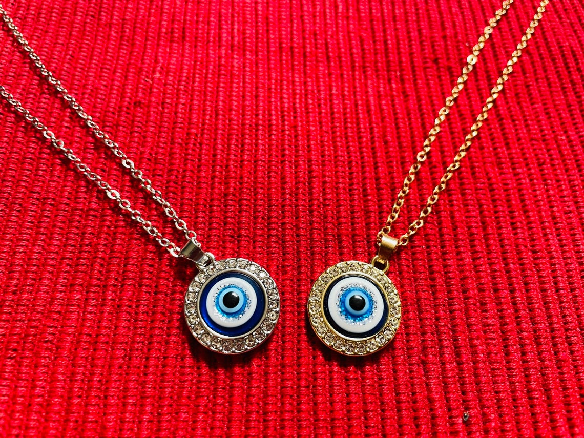 Large Evil Eye Diamond Necklace