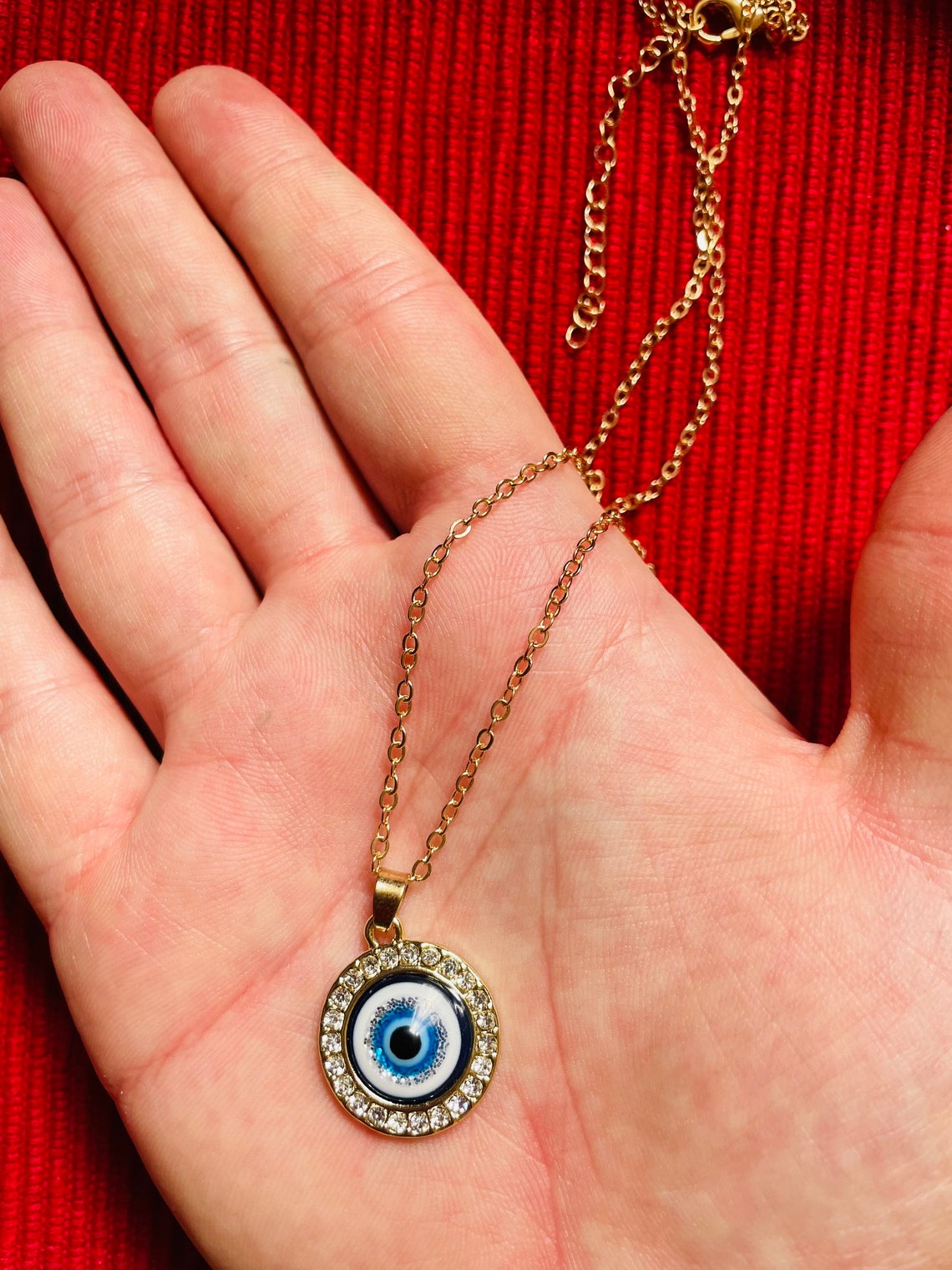 Large Evil Eye Diamond Necklace