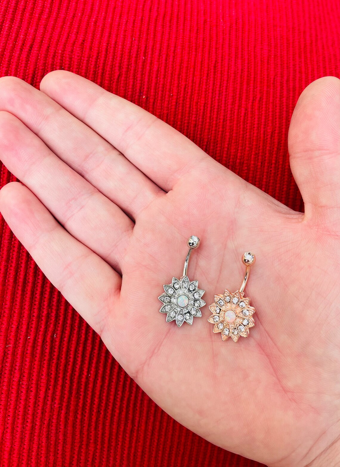 Floral Opal Belly Ring