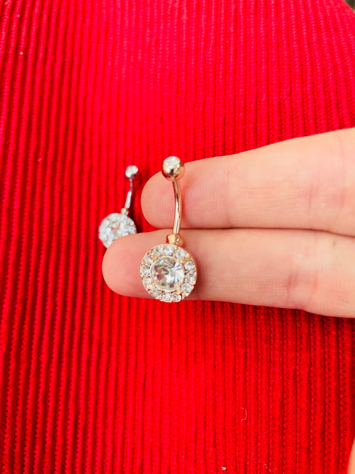 Round Diamond Belly Ring