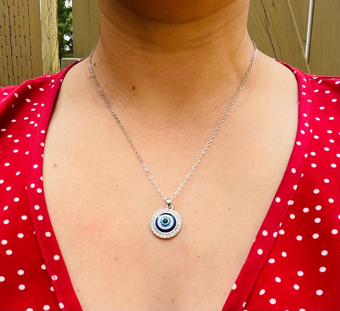 Large Evil Eye Diamond Necklace