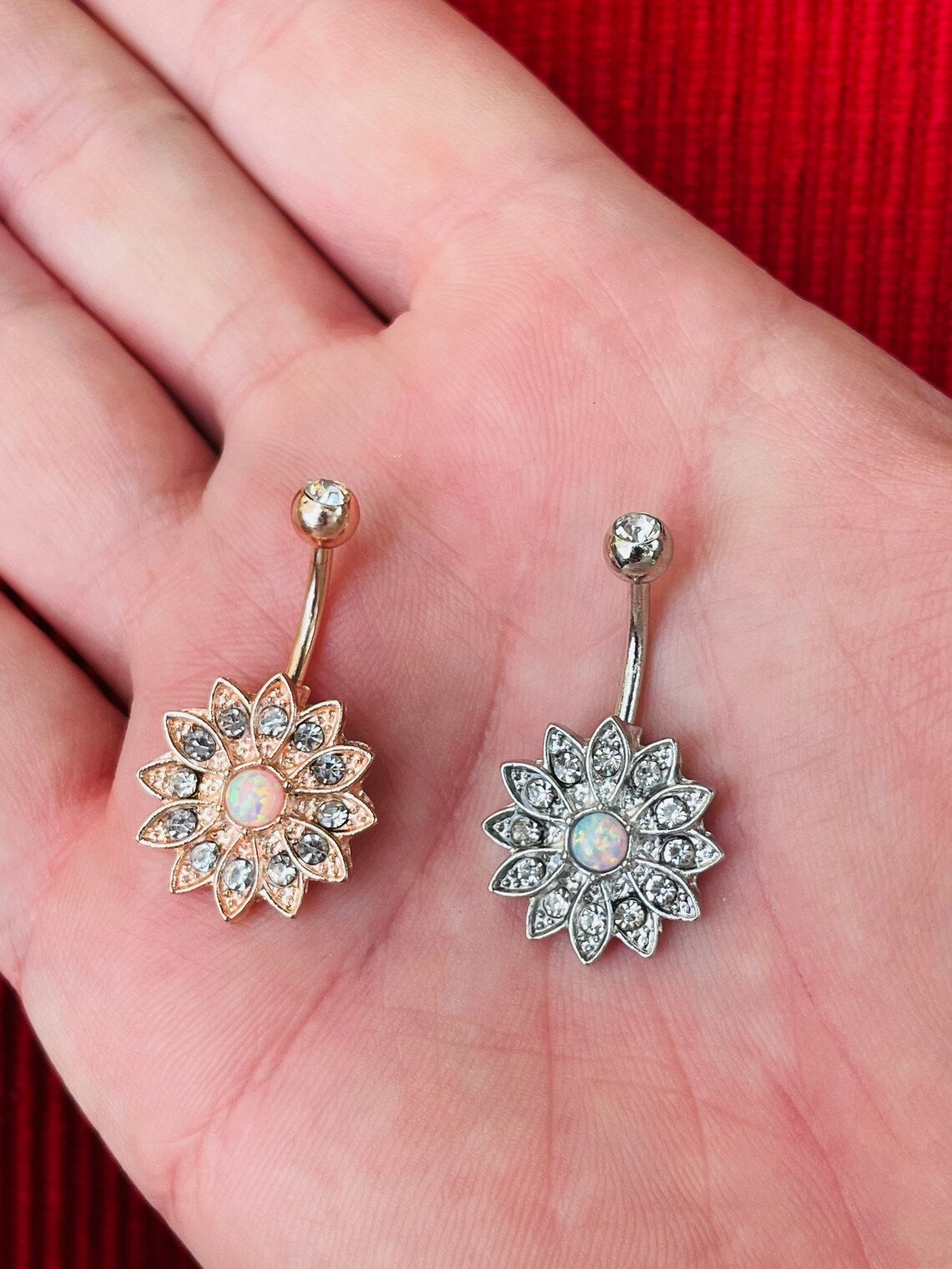 Floral Opal Belly Ring