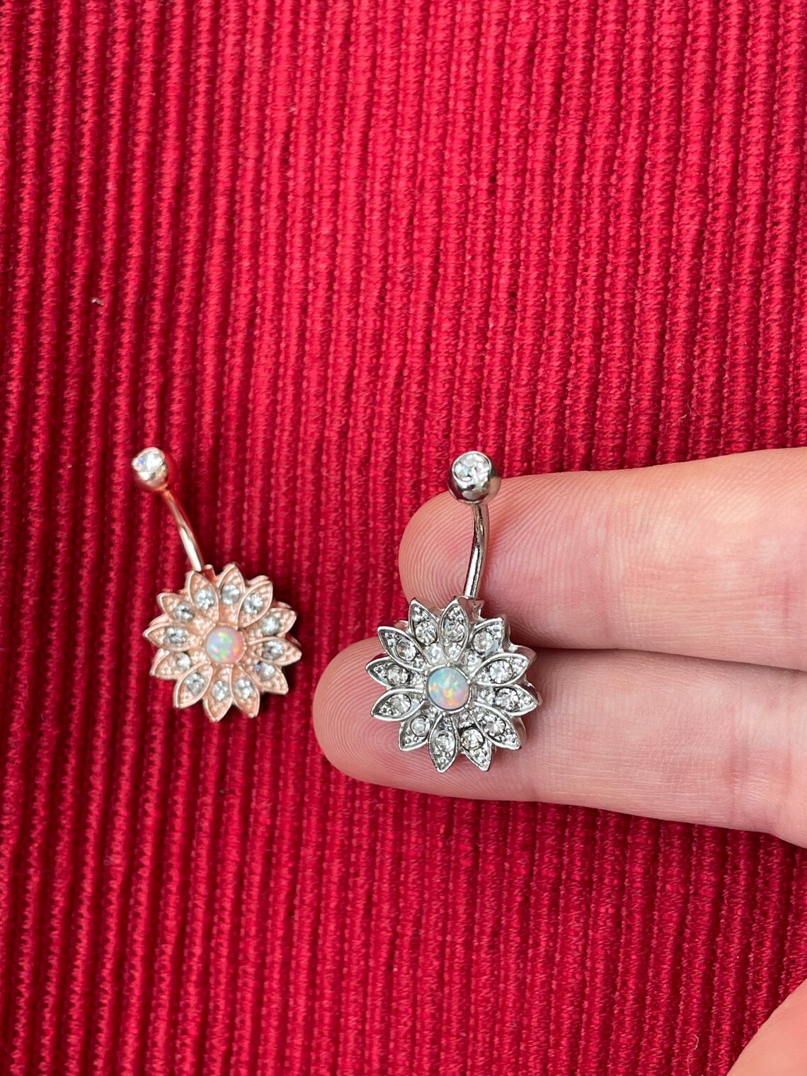 Floral Opal Belly Ring