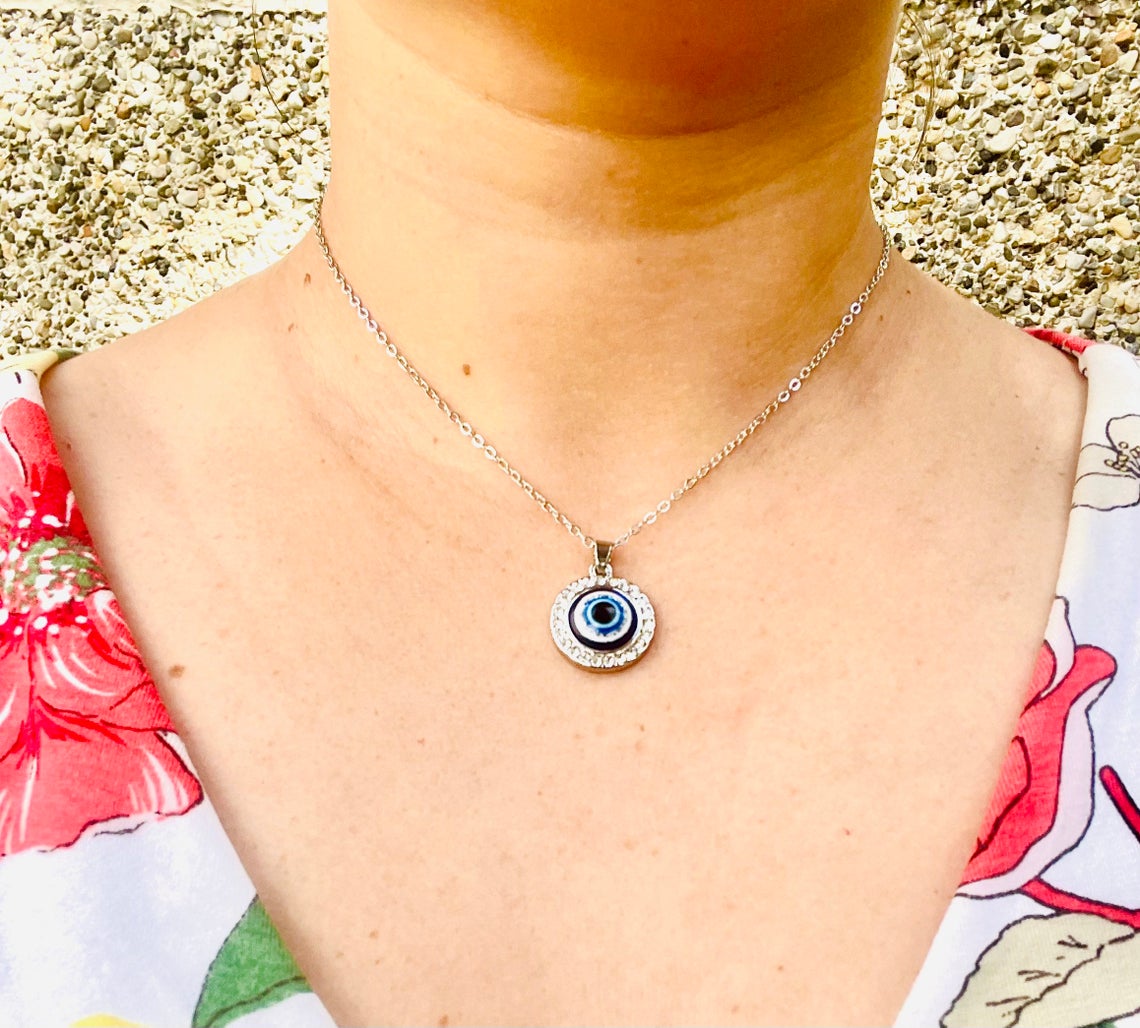Large Evil Eye Diamond Necklace