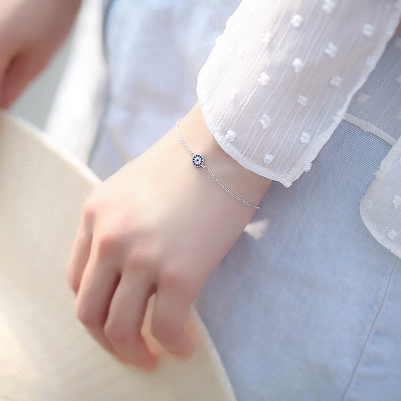 Dainty Diamond Evil Eye Bracelet