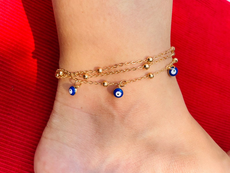 Layered Satellite Eye Anklet