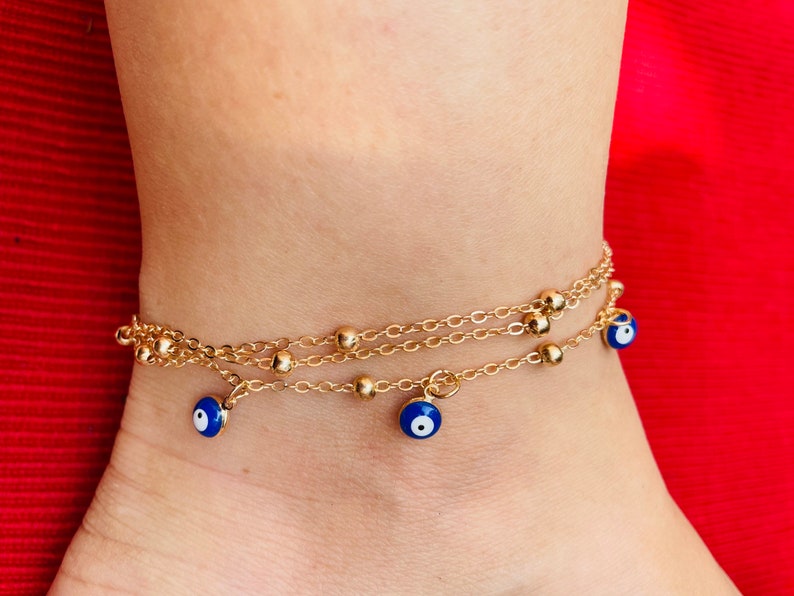 Layered Satellite Eye Anklet
