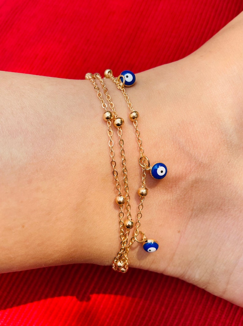 Layered Satellite Eye Anklet