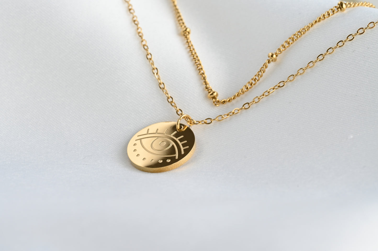 Layered Eye Coin Necklace