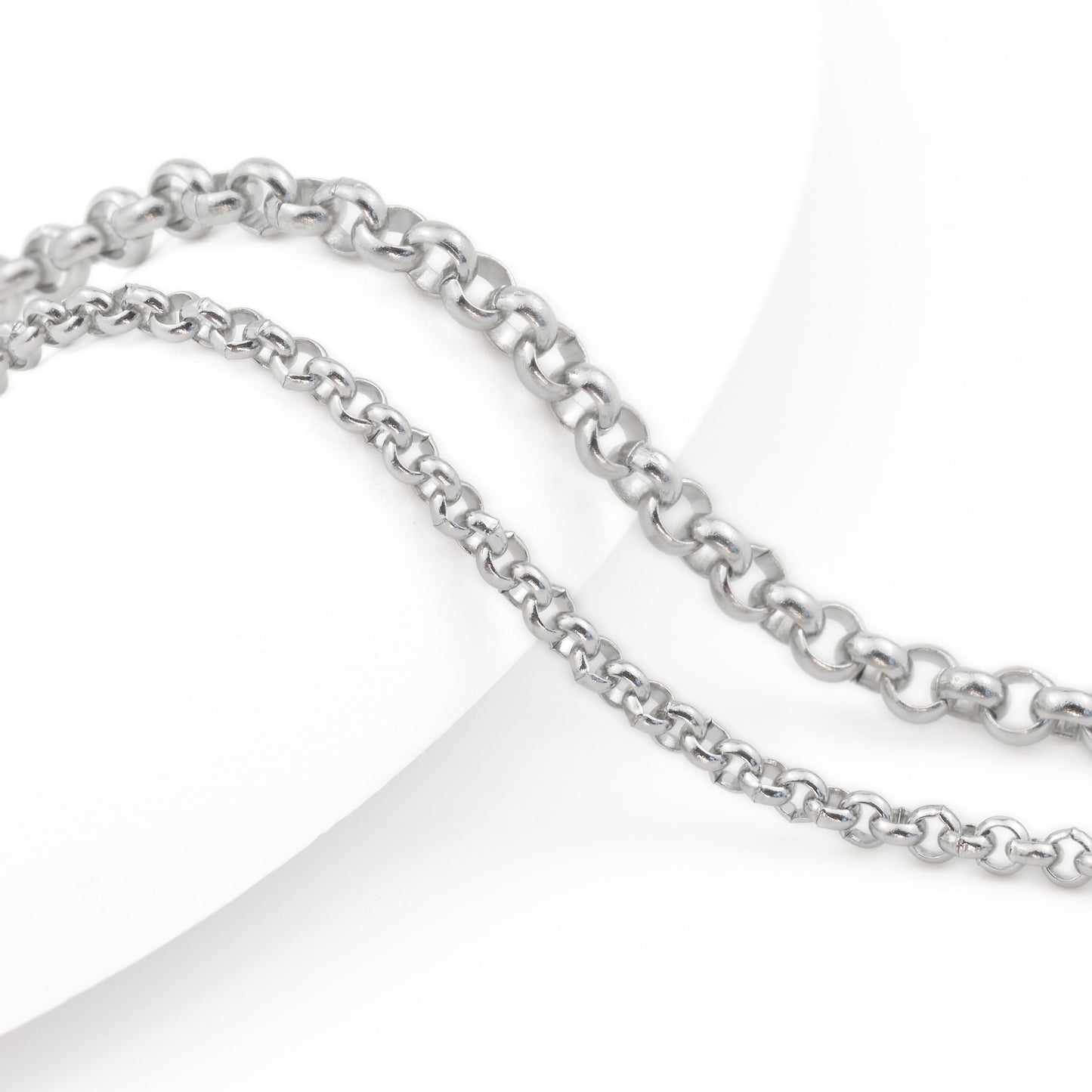 Silver chain on a white background