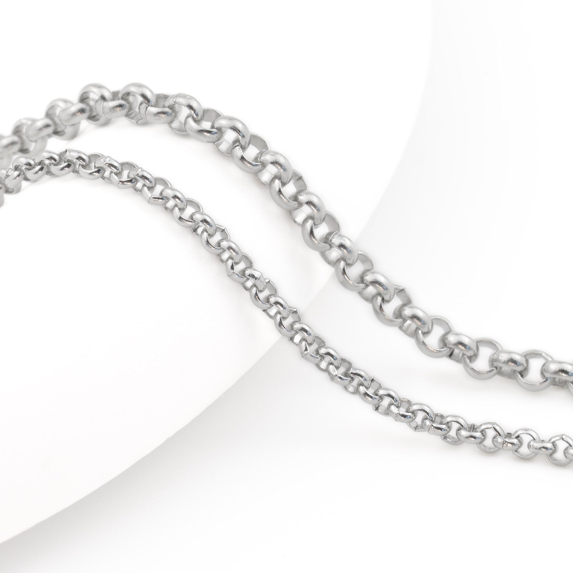Silver chain on a white background