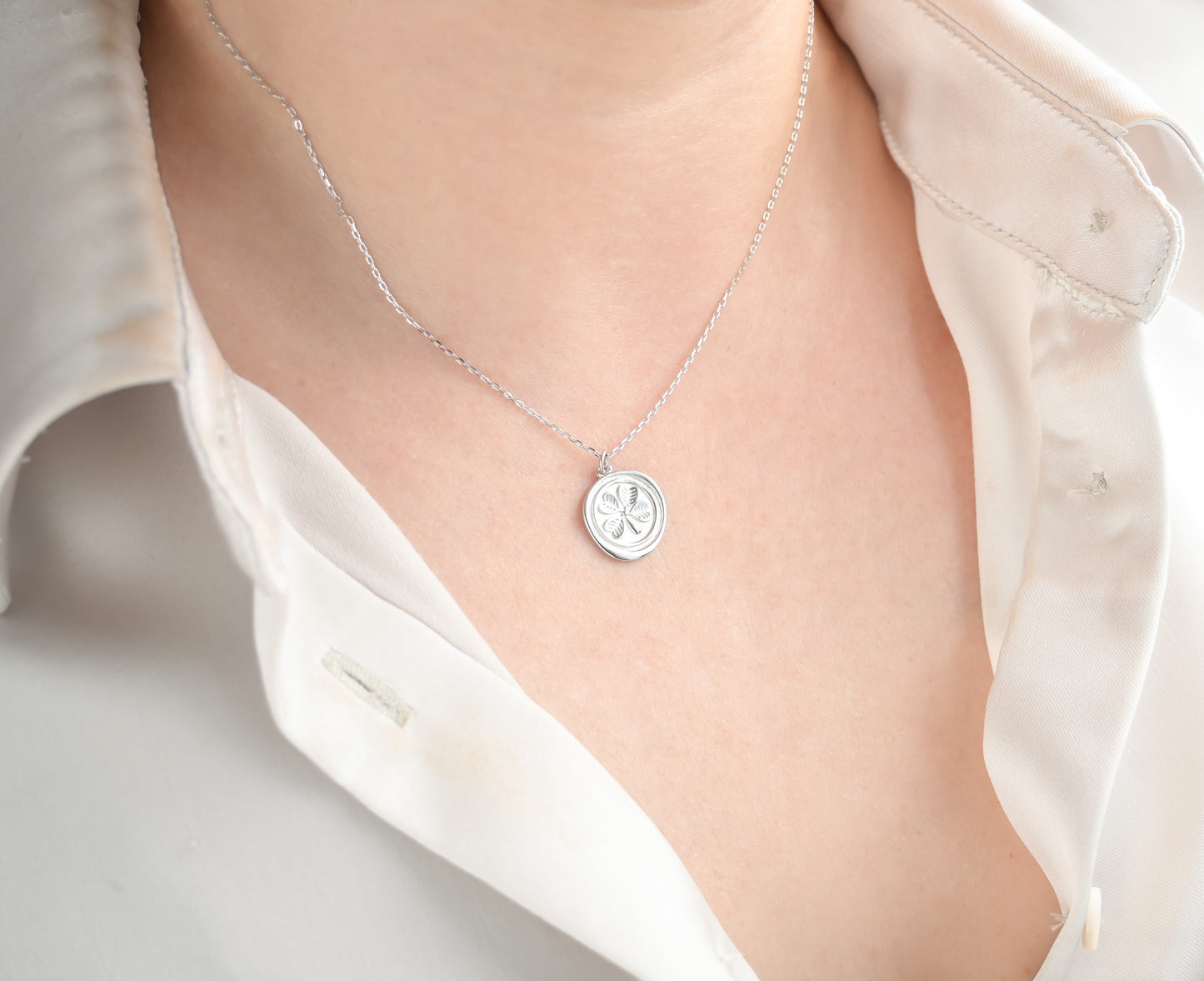 Silver Coin Charm Necklace