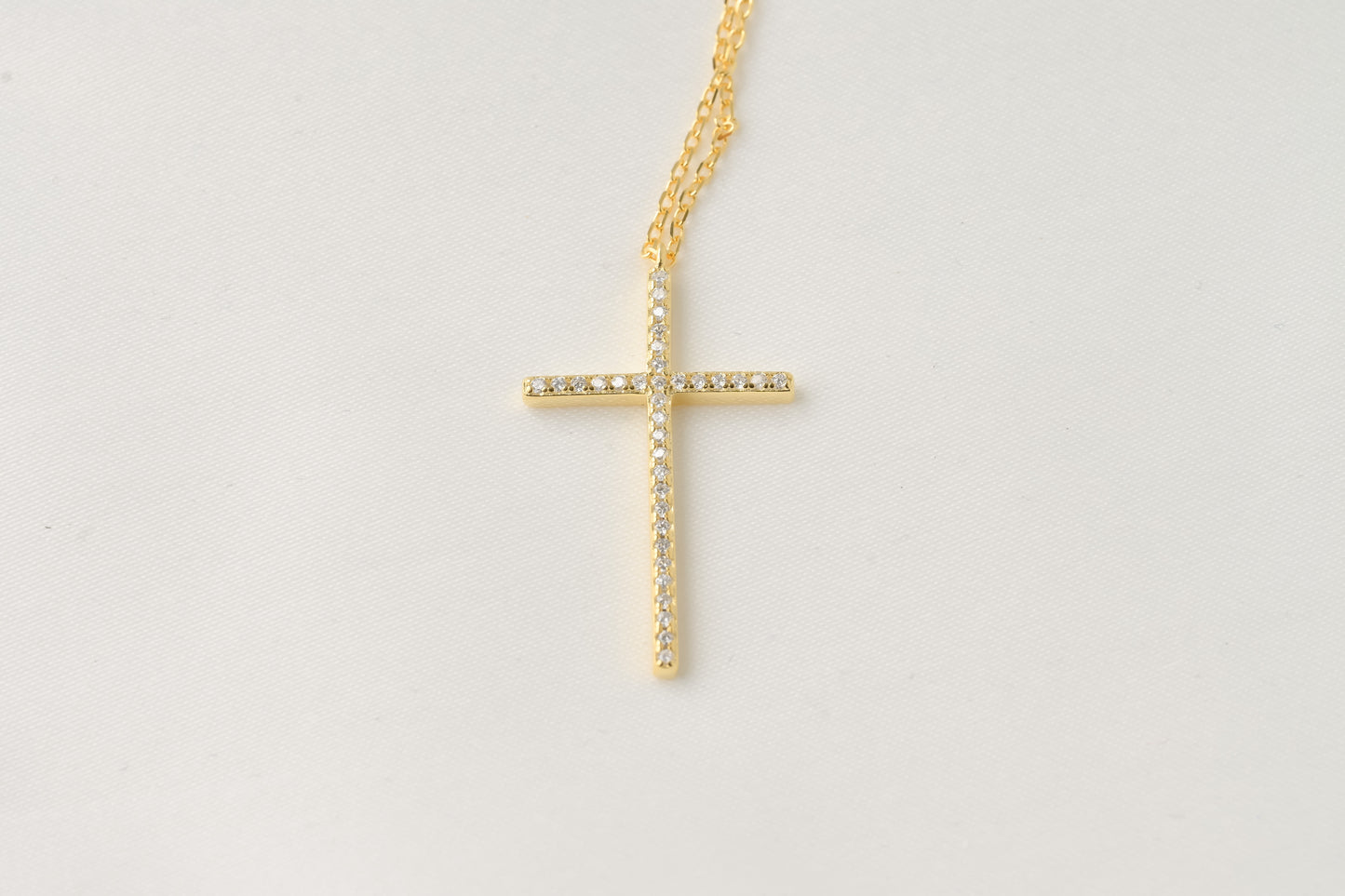 Silver Diamond Cross Necklace