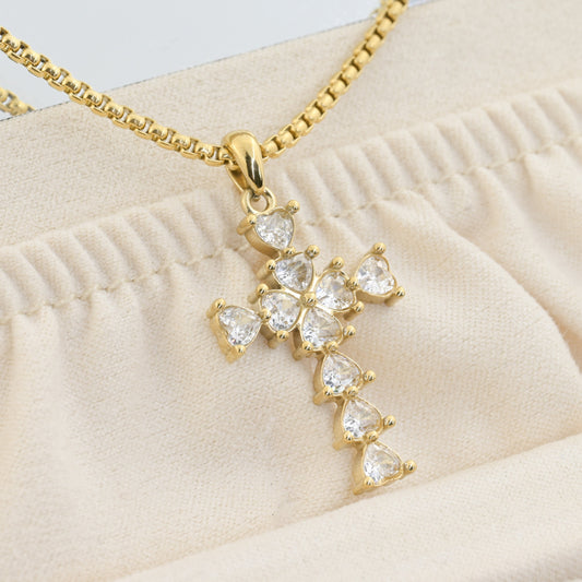 Long Diamond Cross Necklace