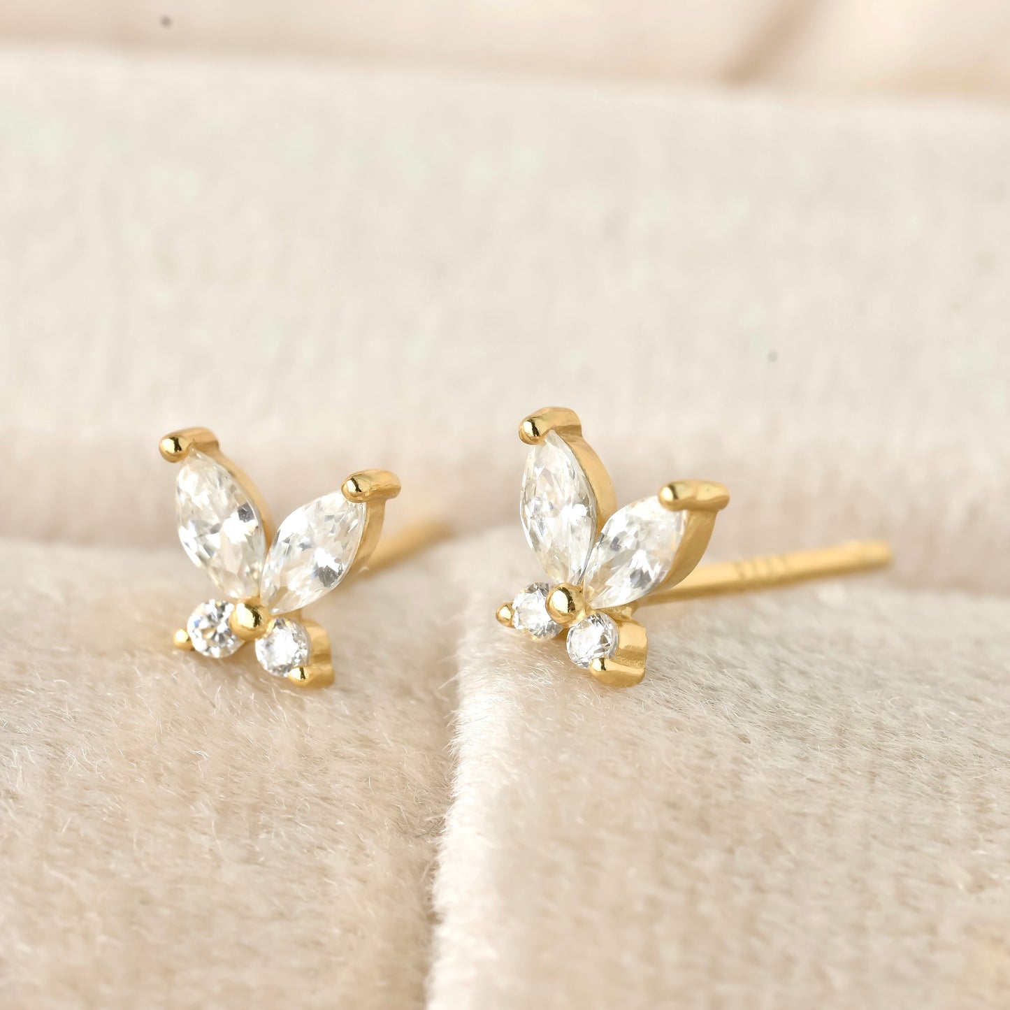 Marquise CZ Butterfly Necklace - 925 Sterling Silver - 14k Gold