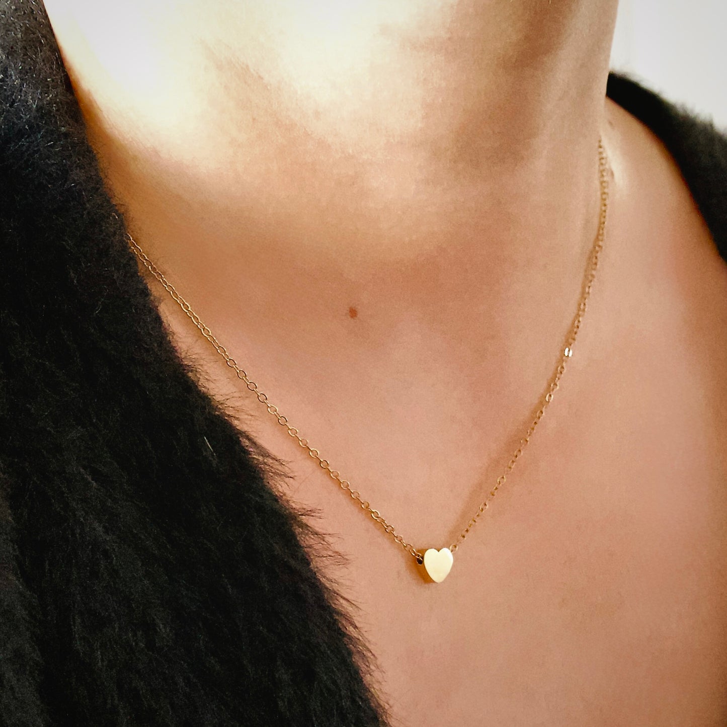 Mini Heart Necklace, Engravable, Waterproof Stainless Steel, Gold, Rose Gold and Silver, 18"
