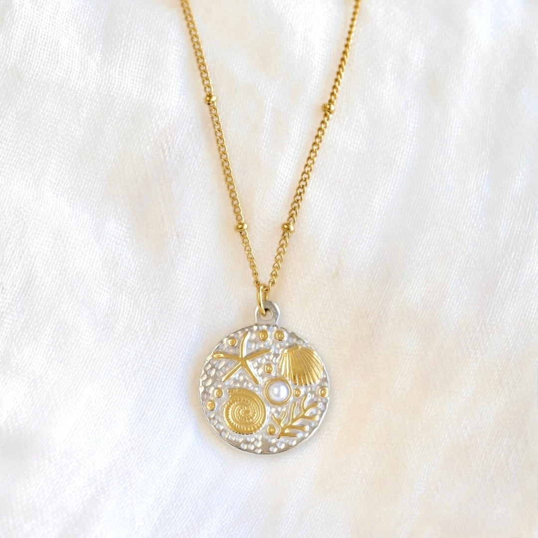 Two-tone Medallion Necklaces - Stainless Steel